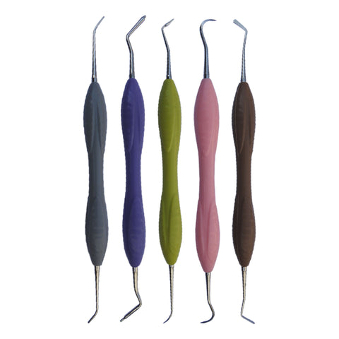 Dental Composite Filling Instruments Silicone Handle Set of 5 with kit